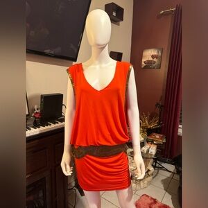 BEBE Sleeveless Metallic Detail Dress Size Small